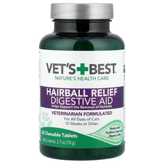 Vet's Best, Hairball Relief Digestive Aid, For Cats, 60 Chewable Tablets, 2.7 oz (78 g)