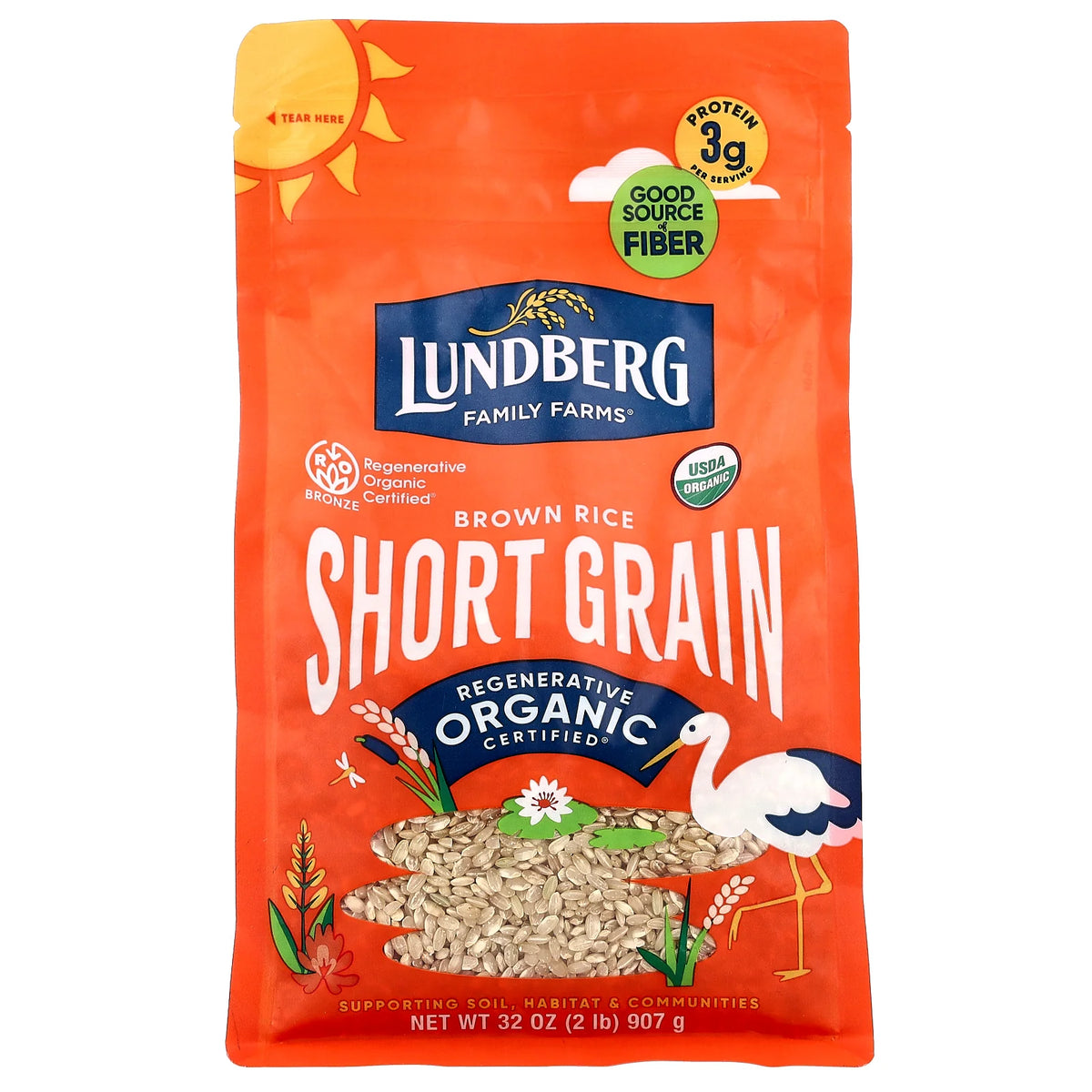 Lundberg, Organic Brown Short Grain Rice, 32 oz (907 g)