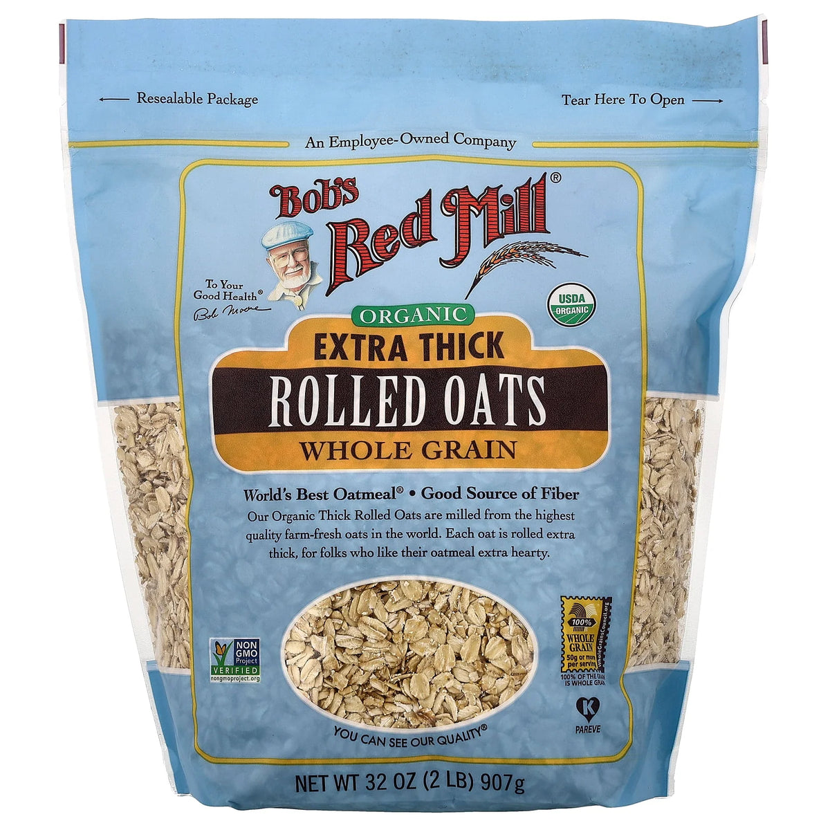 Bob's Red Mill, Organic Extra Thick Rolled Oats, Whole Grain, 32 oz (907 g)