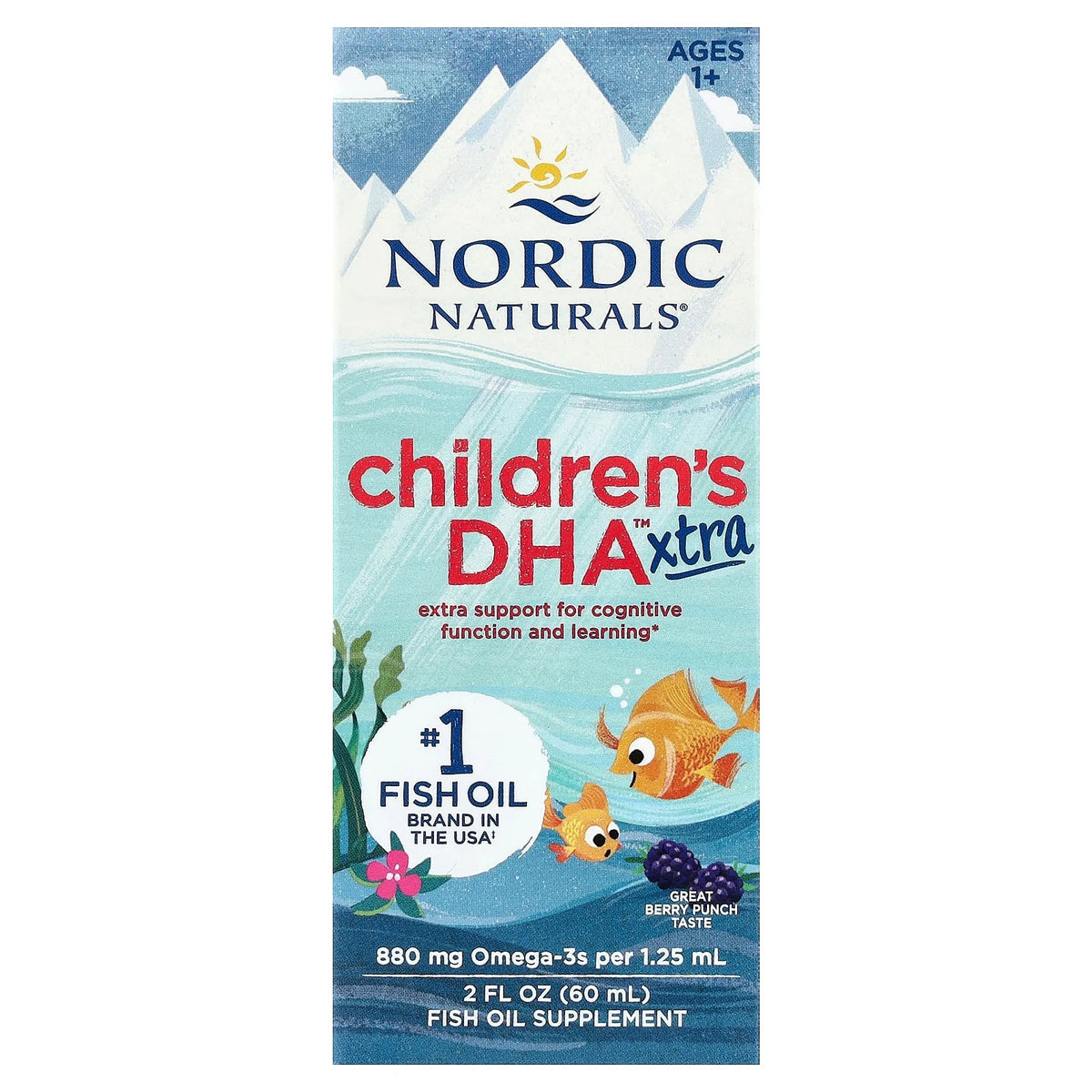 Nordic Naturals, Children's DHA™ Xtra, Ages 1+, Great Berry Punch, 2 fl oz (60 ml)
