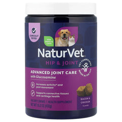 NaturVet, Hip & Joint, Advanced Joint Care with Glucosamine, For Dogs & Cats, Bacon & Chicken, 180 Soft Chews, 15.2 oz (432 g)