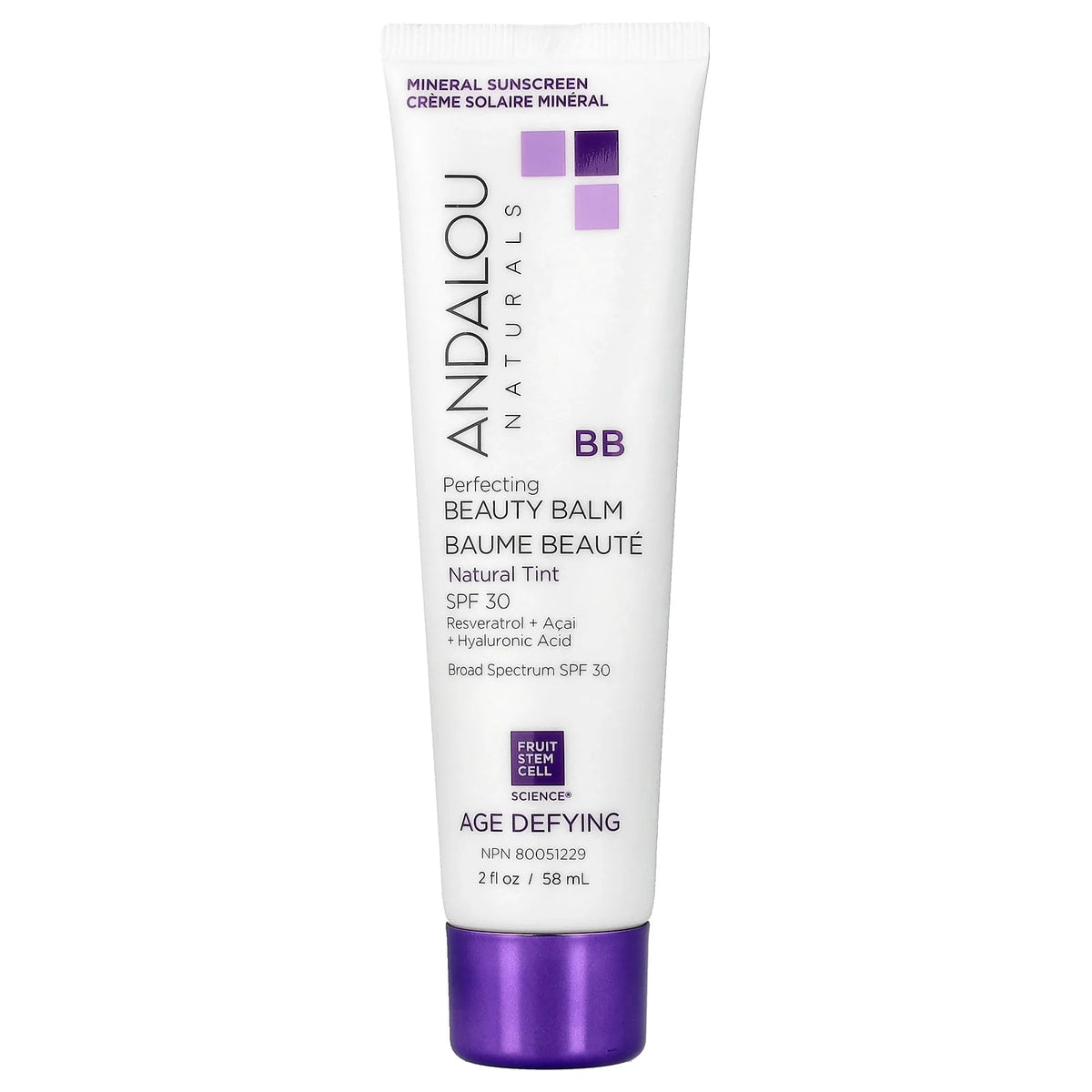 Andalou Naturals, Perfecting BB Beauty Balm, SPF 30, Natural Tint, 2 fl oz (58 ml)
