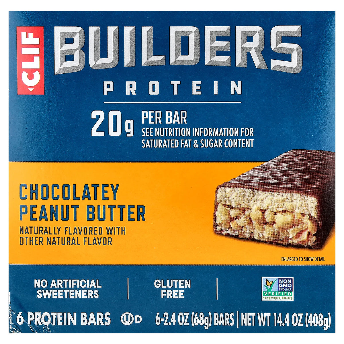Clif Bar, Builders® Protein Bar, Chocolatey Peanut Butter, 6 Bars, 2.4 oz (68 g) Each