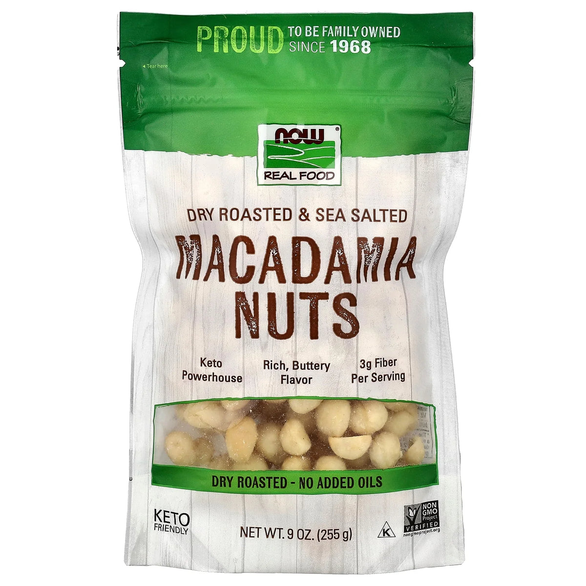 NOW Foods, Real Food, Macadamia Nuts, Dry Roasted & Sea Salted, 9 oz (255 g)