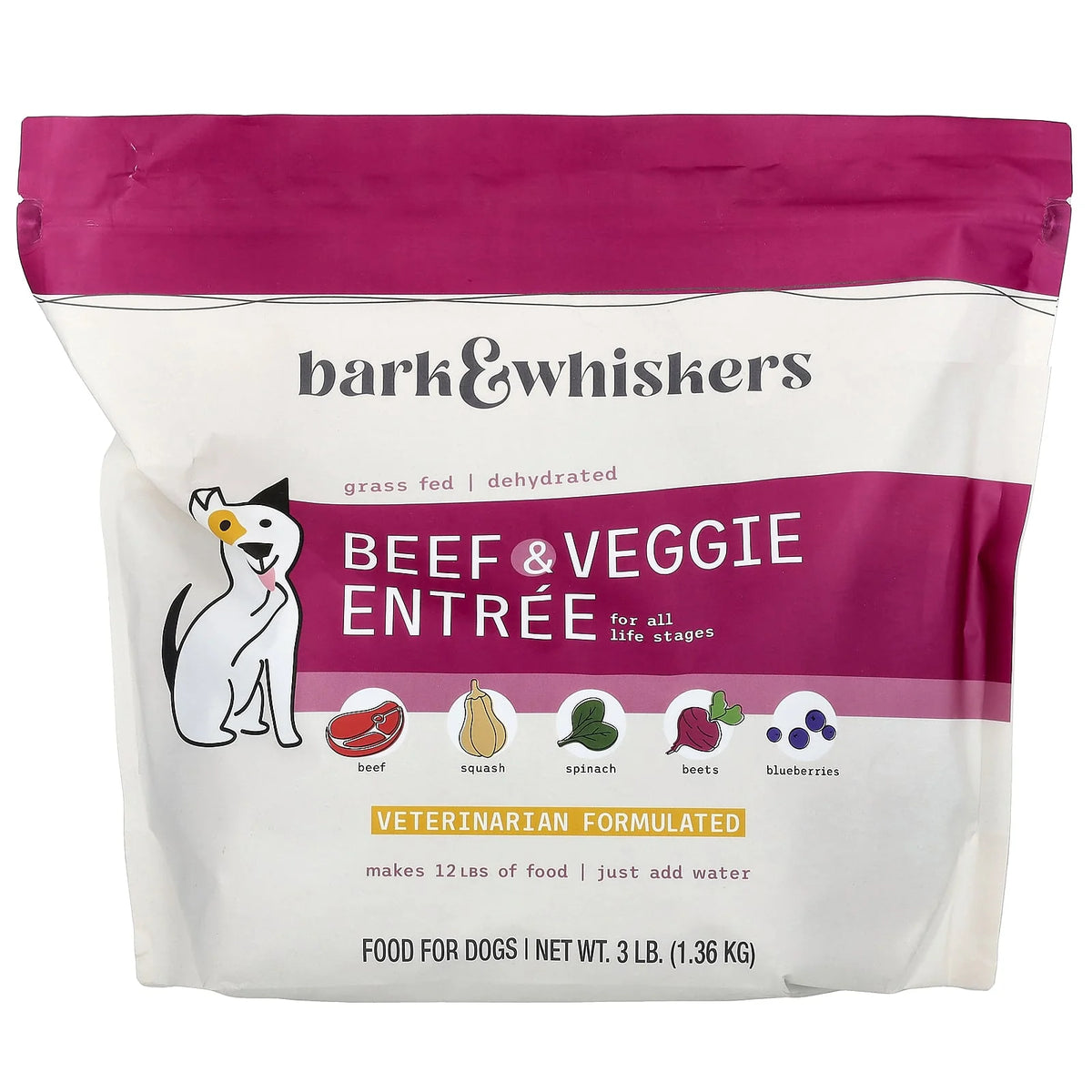 Dr. Mercola, Bark & Whiskers®, Beef & Veggie Entree, For Dogs, 3 lb (1.36 kg)